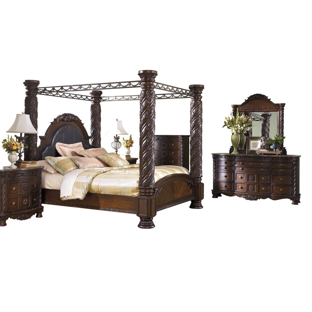 Ashley Furniture North Shore 6 PC Bedroom Set Cal king Poster Canopy