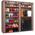 thumbnail image 1 of 9 Tier 9 Lattices Non Woven Fabric Shoe Rack,Free Standing Shoe Racks,Shoes Racks Organizer for Closet,Stackable Shoe Rack,with Side Pocket,for Doorway, Corridor, Balcony, Living Room (Grey), 1 of 7