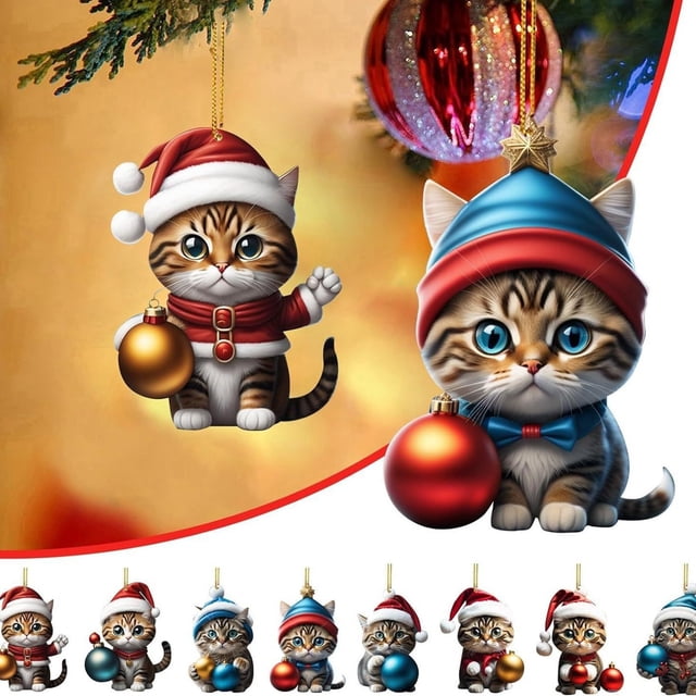 Adornos Navideños de Acrílico para Árbol de Navidad, 8 Piezas, 2024, para Fiestas, Coches, Decoración Del Hogar.