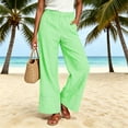 thumbnail image 2 of Edvintorg Pants for Women Plus Size Fashion Striped Elastic Waisted Casual Loose Wide Leg Trousers with Pockets Womens Clothes Mint Green M, 2 of 7