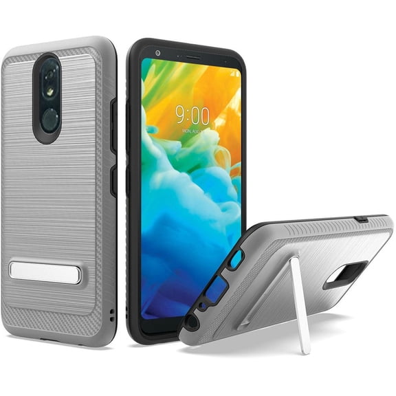GSA Slim Brushed Hybrid w/Kickstand For LG Stylo 5 - Gray/Black