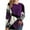 Purple, variant on WREESH Womens Flannel T-shirts Trendy Geometry Color Block Blouses Casual Long Sleeve Crew Neck Pullover Loose Tunic Tops Gray