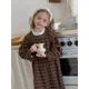 thumbnail image 2 of Vestido de primavera para niña de 2 a 7 años, vestido de princesa con cuello de encaje a cuadros Retro para niña, traje informal para niño, ropa para niño, 2 of 6