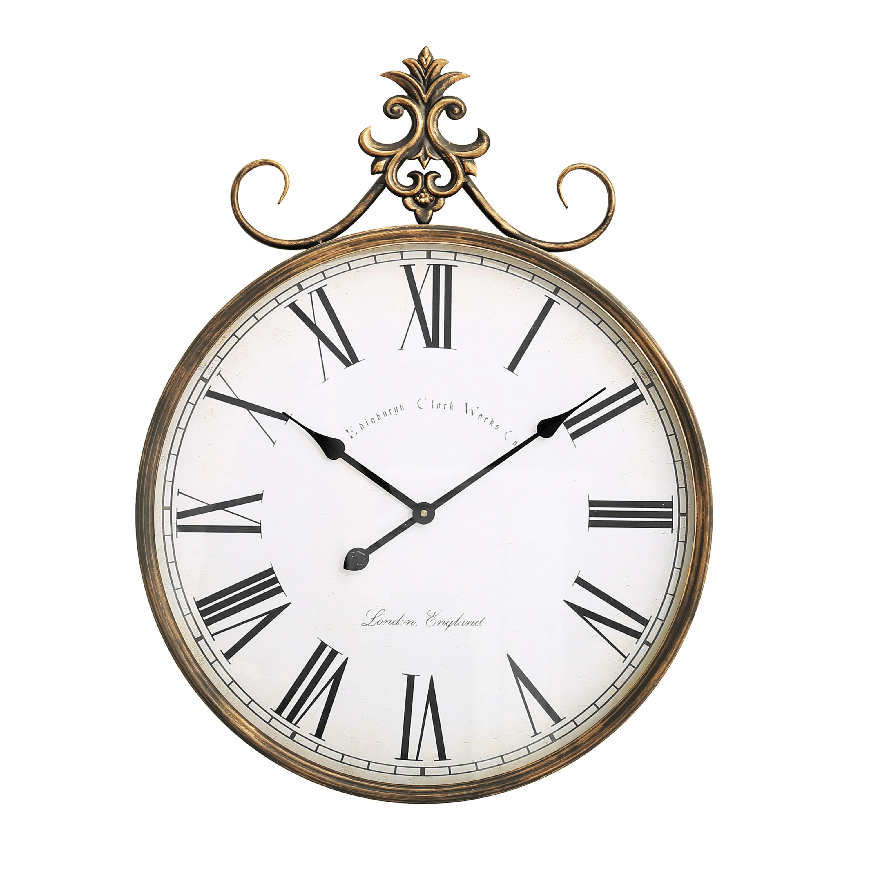 SHYFOY Antique Gold Wall Clock Ornate Baroque Metal Clock Retro Round Clock for Home Decor
