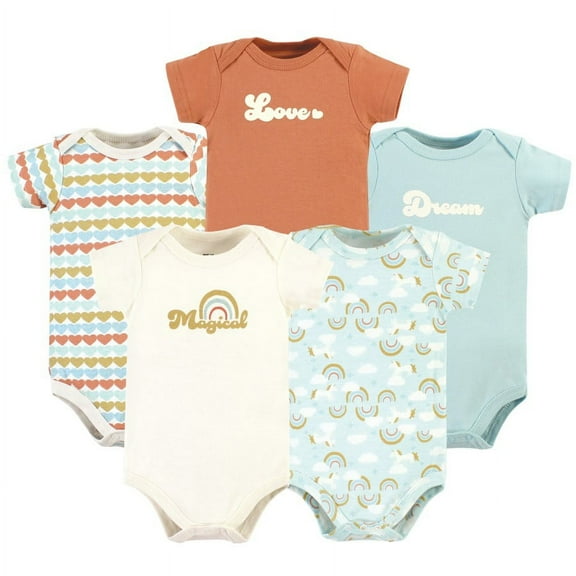 Hudson Baby Short Sleeve Bodysuits, 5-Pack, Newborn- 24 Months