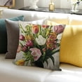 thumbnail image 3 of BANET  Square Throw Pillow Covers Beautiful Tulips Flowers Vintage Floral Design Pillow Cases Decorative for Home Bedroom Sofa Pillowcases Standard  12x12in, 3 of 5