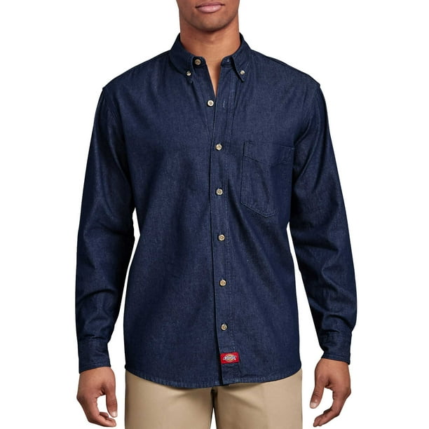 Dickies Mens Long Sleeve Button Down Denim Shirt