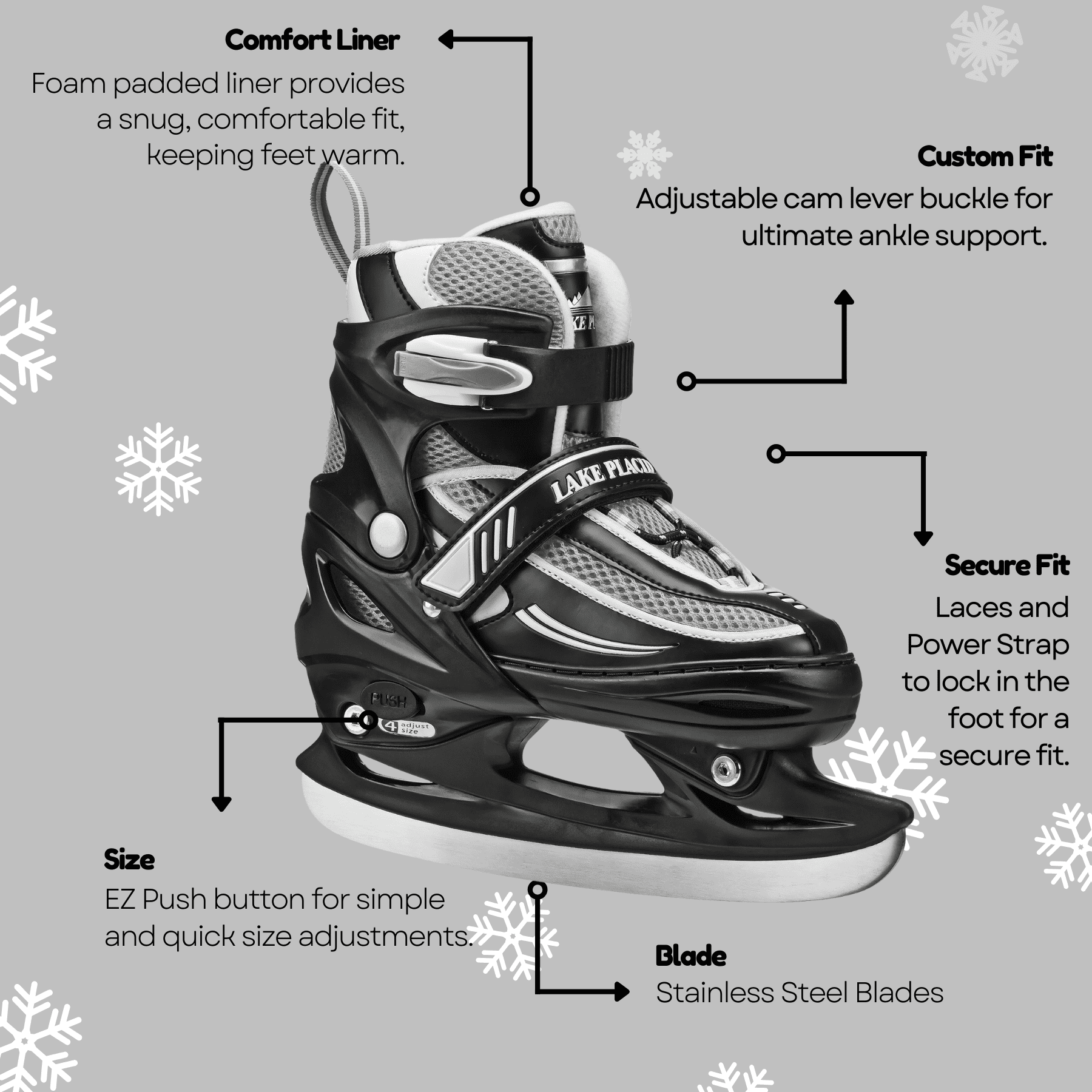 Lake Placid SUMMIT Boy's Adjustable Ice Skate