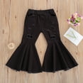 thumbnail image 3 of Douhoow 2-7Y Girls Jeans Ripped Denim Pants Bell-bottomed Pants Kids High Waist Wide Leg Trousers, 3 of 7