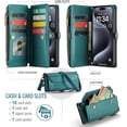 thumbnail image 5 of Compatible with iPhone 15 Pro Max Case Crossbody Purse with Strap Women 10 Card Holder Zipper Wallet Lanyard 6.7'' Flip Faux Leather RFID Blocking (Green,IP 15 Pro Max), 5 of 17