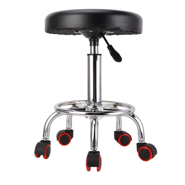 Hydraulic Rolling Swivel Stool, Retro Style Design with Concealed Rubber Floor Protector, 5 Wheels, Ergonomically Designed , for Hairdressers and Beauticians