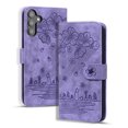 thumbnail image 1 of Nalacover for Samsung Galaxy S23 Wallet Case, Flower Cat Embossed Pattern Magnetic Premium PU Leather Soft Silicone Shockproof Cover with Card Slots Holder Kickstand Flip Folio Case,Purple, 1 of 8