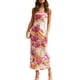 thumbnail image 1 of Vestido largo Realtix con estampado de satén de verano sin espalda para mujer, 1 of 6