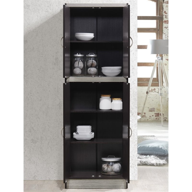 Pemberly Row 2 Door Armoire with 4 Shelves in Chocolate