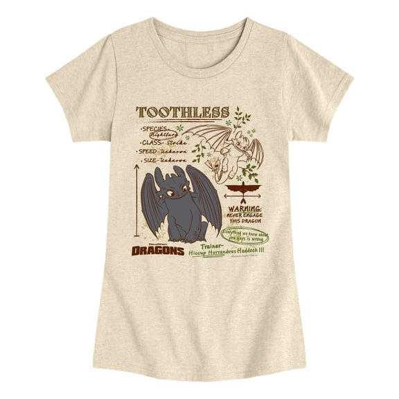How to Train Your Dragon - Toothless Field Guide Girls' Fitted Short Sleeve Graphic T-Shirt