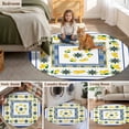 thumbnail image 6 of Mediterranean Style Lemon Washable Round Area Rug 8 ft, Blue Floral Blue Border Countryside, Soft Non Slip Rugs Stain Repellent Indoor Felt Carpet for Living Dining Room Bedroom Home Office, 6 of 9