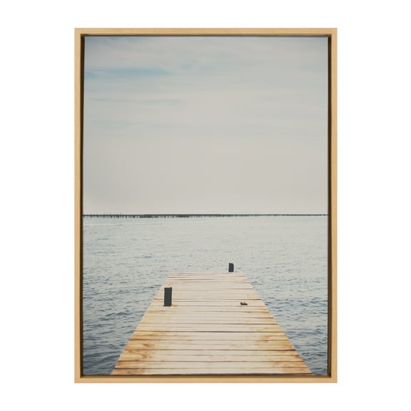Kate and Laurel Sylvie Standing On Dock Framed Canvas Art Print, 23" x 33", byLaura Evans