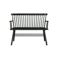 thumbnail image 2 of Miekor Furniture 1pc Casual Farmhouse Relaxed Vintage Wood Spindle Back Bench Black Wooden Chair 53984, 2 of 6