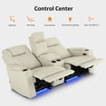 thumbnail image 6 of MCombo 80" Power Reclining Loveseat with Console for Living Room, Double Recliner Sofa with Armrest Storage & LED Light, Beige, 6 of 9