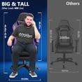 thumbnail image 6 of Mr IRONSTONE Ergonomic Gaming Chair with Massage Lumbar Support and Footrest, Heavy Duty 400lbs Computer Chair for Adults, Purple/Black, 6 of 8