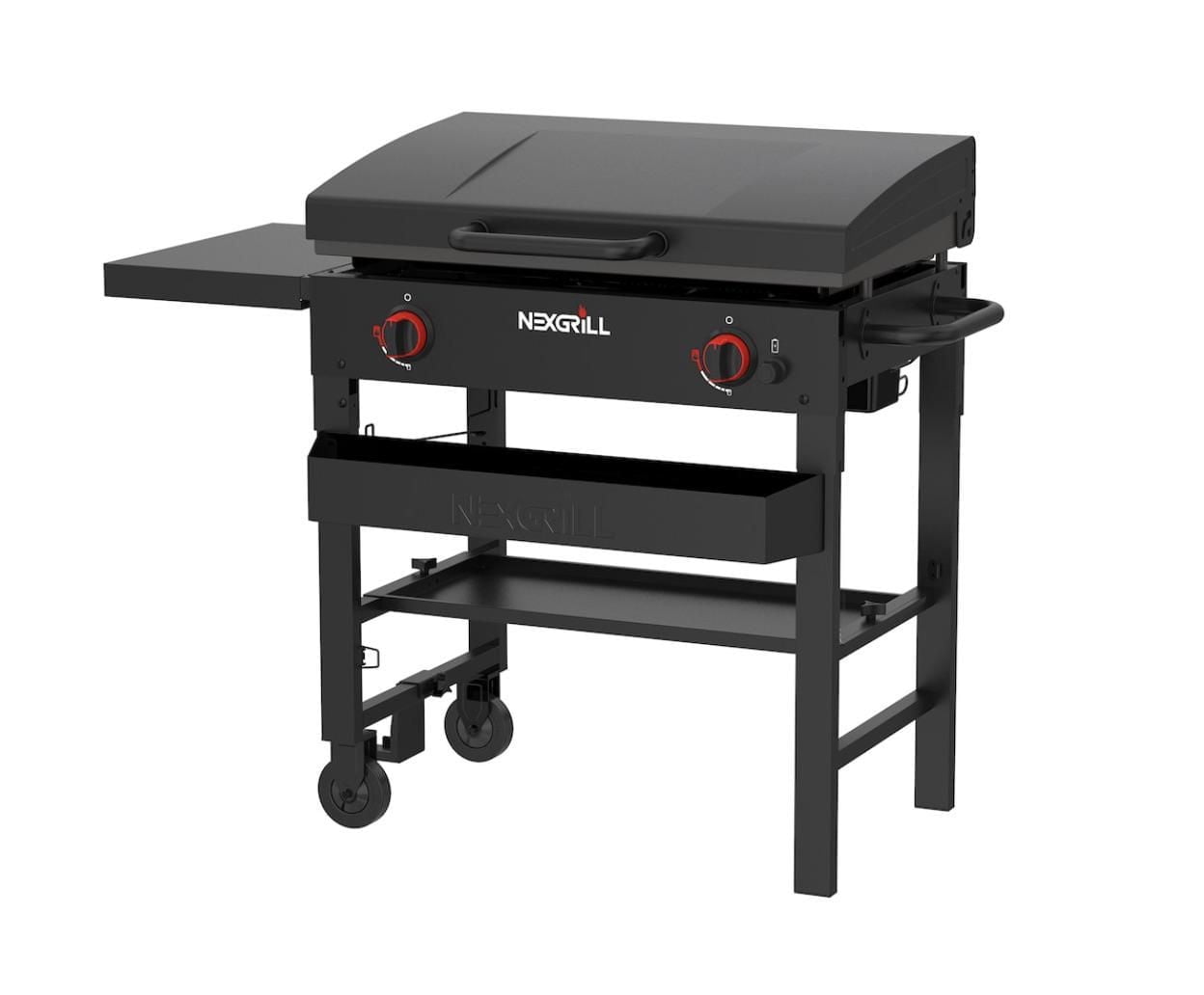 Daytona 2-Burner Propane BBQ Gas Griddle in Black with Hinged Lid