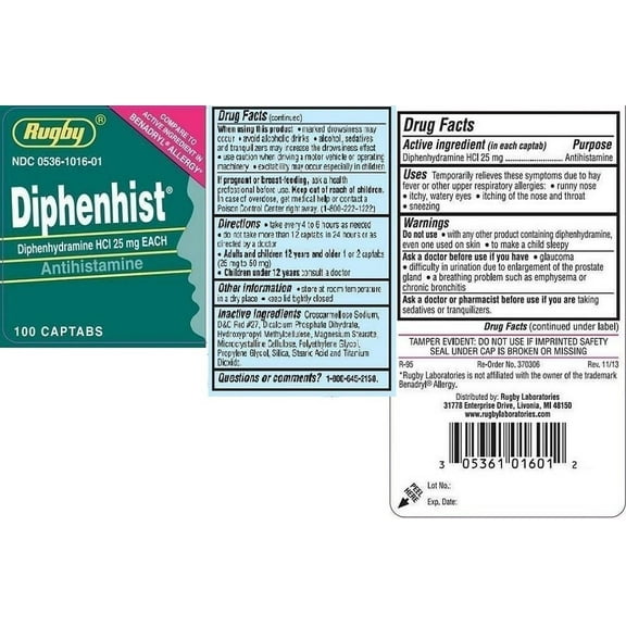 Rugby Diphenhist 25 Mg, 100 Captabs 1 Pack