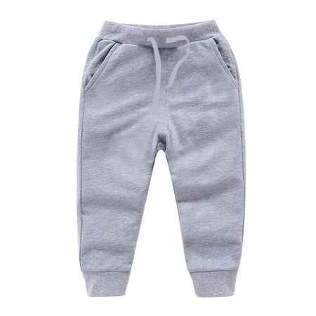 BLTIBY 12 Months-10 Years Toddler Boy Girl Casual Pants Baby Summer Autumn Comfy Elastic Waist Cotton Basic Plain Leggings Soft Bloomers Pants Solid Color Sports Trousers Gray 12-18 Months
