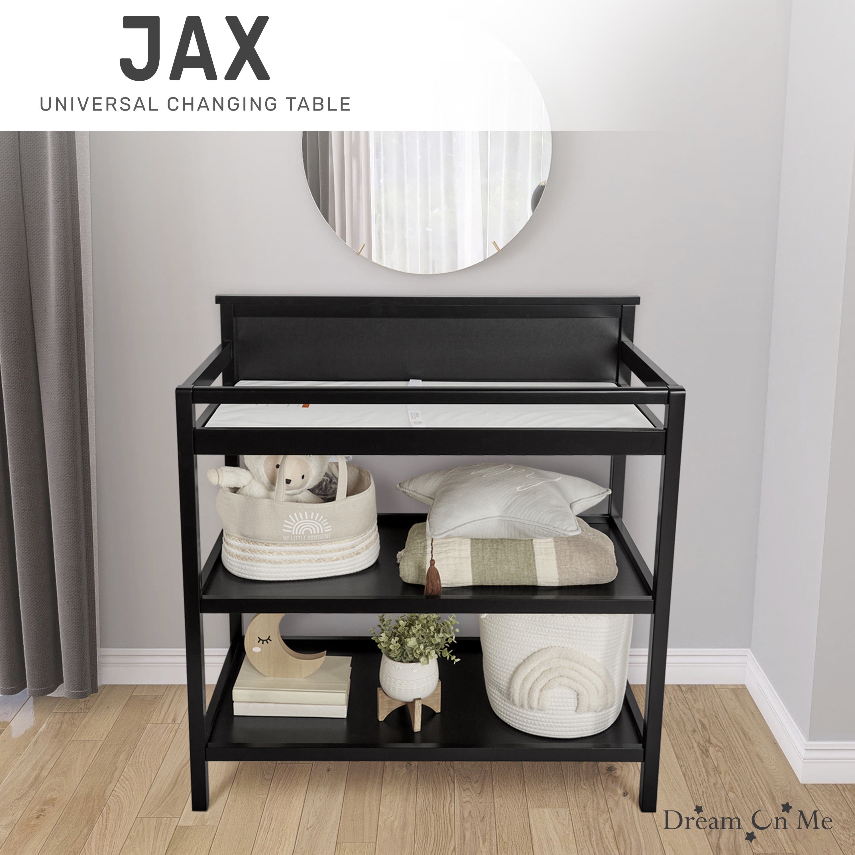 Dream On Me Jax Universal Changing Table, Matte Black