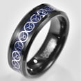 thumbnail image 3 of 8MM Tungsten Rings for Unisex Silver Taurus Pettern and Blue Carbon Fiber Inlay Black Tungsten Engagement Wedding Band Polished Beveled Edges Size 7-12, 3 of 5