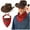 A, variant on Cowboy Western Hats for Men with Bandanas Costume Set Wide Brim Western Style Hat for Rodeo Party Favors