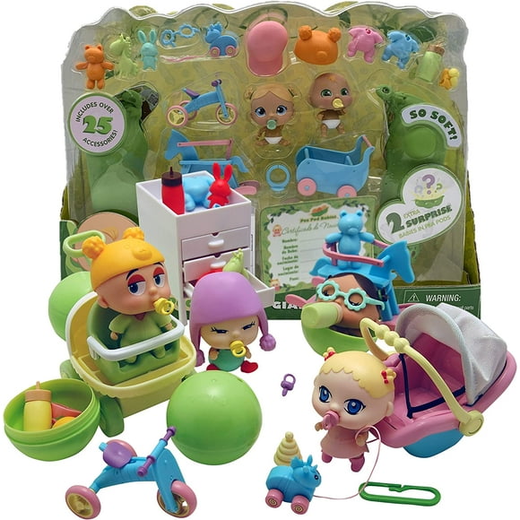 Pea Pod Babies Giant Twenty Five Piece Playset - Collectible Mystery Surprise Toy with Mini Baby, Clothing, & Accessories - All in A Soft Pea Pod - Small Doll for Boys & Girls Ages 3+