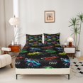 thumbnail image 2 of Erosebridal Race Car Fitted Sheet Full, Colorful Bed Set, Splatter Color 3 Pieces 1 Fitted Sheet and 2 Pillowcases, 2 of 6