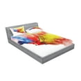 thumbnail image 2 of Ambesonne Colorful Fitted Sheet & Pillow Sham Set, Parrot with Feathers, Full, Multicolor, 2 of 2