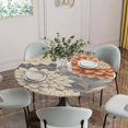 thumbnail image 5 of Burnt Orange Grey Flower Round Tablecloth for 36-44 Inch Tables, Fitted Table Cover with Elastic Edge, Botanical Spring Floral Waterproof Outdoor Table Cloth Protector for Patio Garden Dinner Picnic, 5 of 9