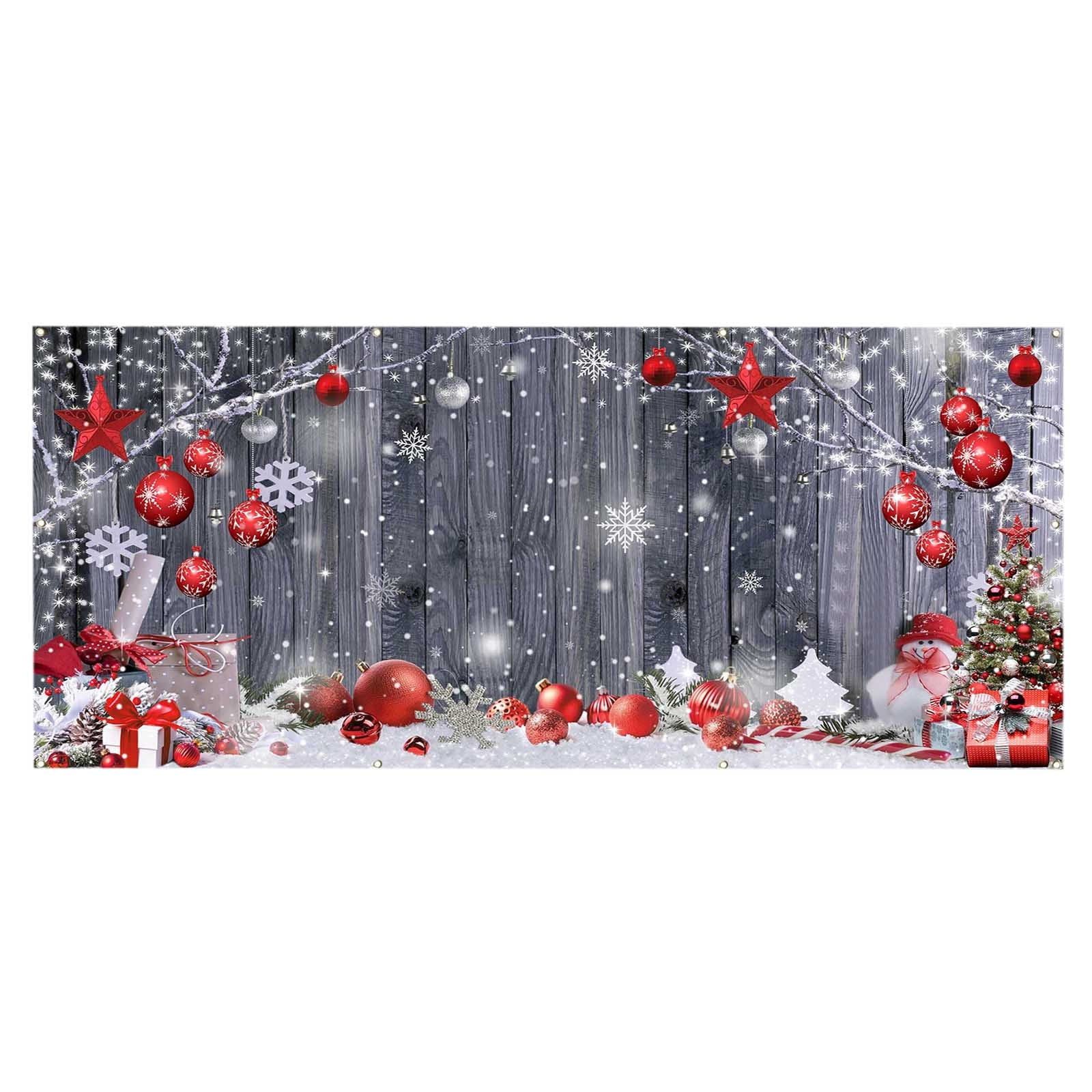 kladzum Christmas Garage Door Cover Xmas Decoration Print Garage Door Curtain Large Merry Christmas Garage Door Hanging Farbic for Outdoor Holiday Party Decor
