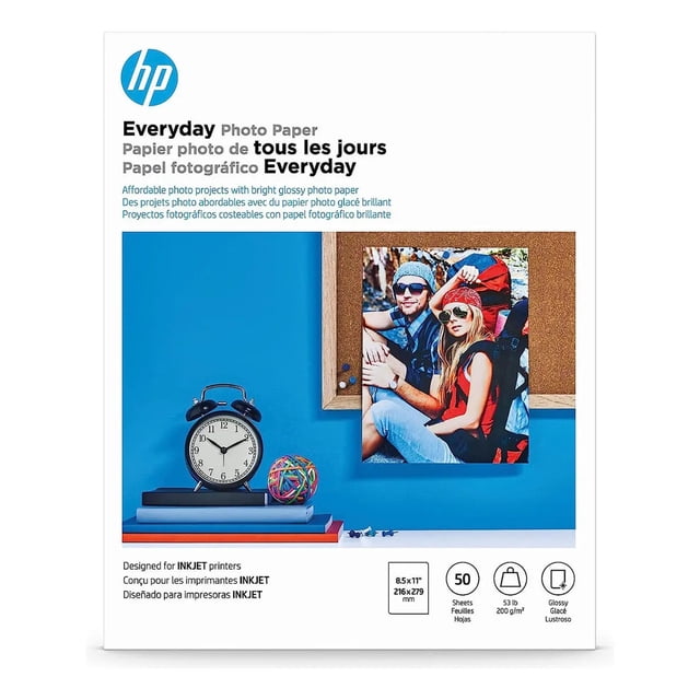 Papel Fotográfico Hp 50 Hojas Tamaño Carta Q8723a Color Blanco Blanco