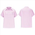 thumbnail image 3 of Camisa Estilo Boyfriend A Rayas Fruncidas para Mujer, Informal, con Cuello Corto, Mangas , Botones y Bolsillo, Color Rosa, Talla XXL, 3 of 7