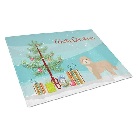 

Carolines Treasures CK3810LCB Cavachon Christmas Tree Glass Cutting Board Large 12H x 16W multicolor