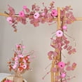 thumbnail image 6 of Pink Pumpkin Garland 68 Inch Halloween Decorations with Artificial Maple Leaf Vines, Thanksgiving Fall Hanging Garlands for Mantle Fireplace Porch Wall Table Tree Party Holiday Home Decor, 6 of 8