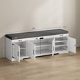 thumbnail image 2 of 60” Shoe Storage Bench with Deodorizer, Farmhouse Shoe Organizer Cabinet with Cushion Seat, 4 Doors, Adjustable Shelf for Entryway, Bedroom & Living Room, White, 2 of 7