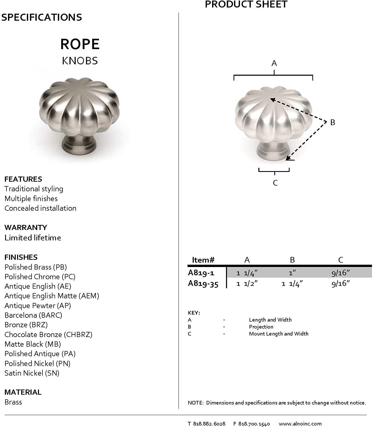 Alno A819-35-AE Cabinet Knob Antique English