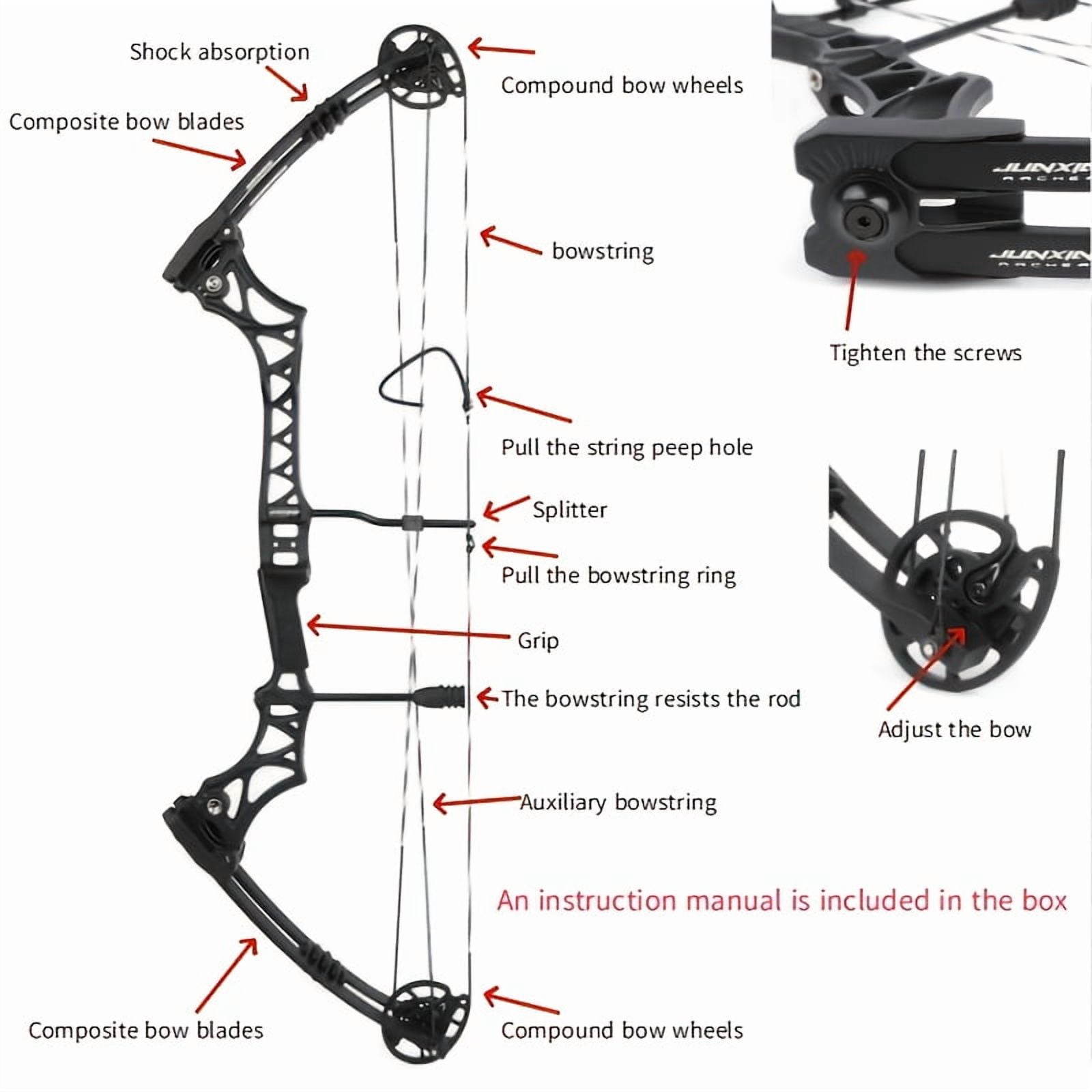 JUNXING M108 Compound Bow Adjustable Hunting Archery Set 30-55lbs