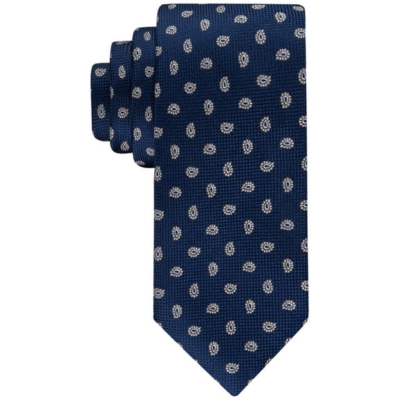 Tommy Hilfiger Men's Classic Paisley Pine Oxford Tie Blue Beige Necktie