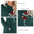 thumbnail image 3 of Camiseta de mujer Patrón de sombrero de Navidad Manga de hombro caído Cuello redondo Top informal con bolsillo Verde L, 3 of 4