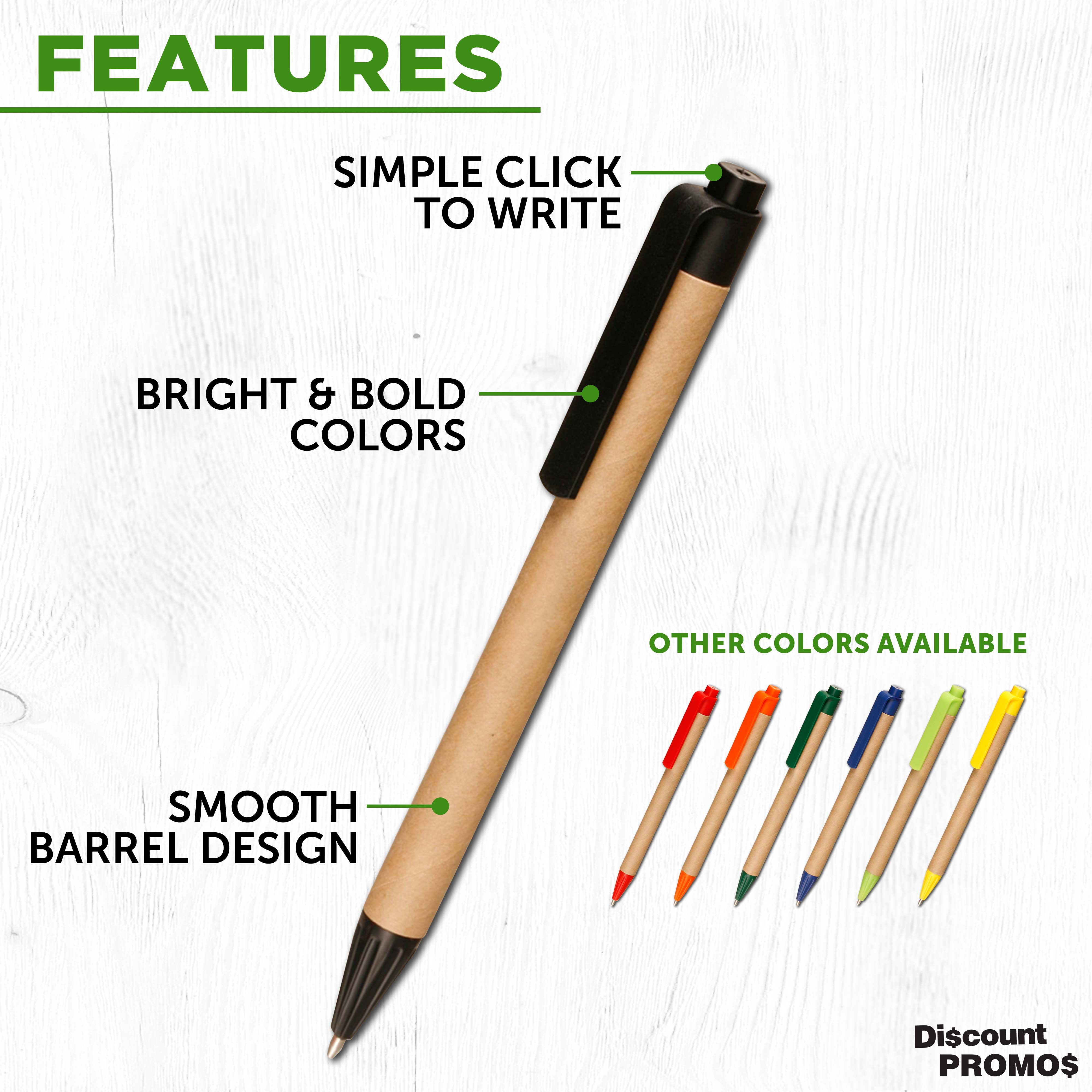 10 Business Recycled Pens Pack - Eco-friendly, Black Ink - Black