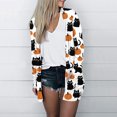 thumbnail image 1 of Cárdigan de Halloween para mujer, estampado de Halloween, blusa informal de manga larga con bolsillo, cárdigan, ropa de abrigo para mujer, abrigo holgado de algodón de imitación, 1 of 6