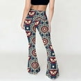 thumbnail image 5 of Levmjia Womens Vintage Flared Pants Slim Modern Printed High Waisted Casual Soft Stretchy Comfort Fit For Yoga Home Wear All Season Long Trousers, 5 of 9