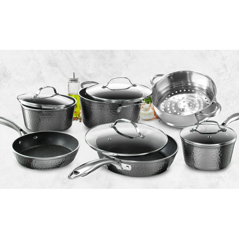Swiss Diamond 10 Piece Kitchen Cookware Set - HD Nonstick Diamond Coated  Aluminum Cooking Pots and Pans, Includes Lids, Dishwasher Safe and Oven  Safe