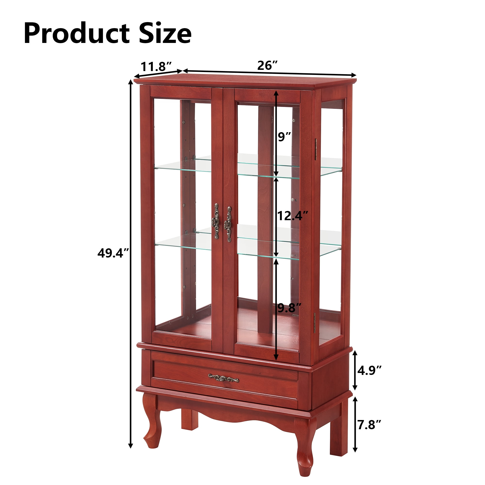 hi-yan⭐︎ HIUU Cherry Curio Cabinets with Glass Doors,49.4