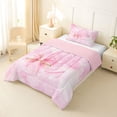 thumbnail image 2 of Manfei Cartoon Letter C Twin Comforter Sets,Kawaii Bowtie Bedding Set,Pink,Pink Reversible,2-Piece,1 Comforter and 1 Pillowcase, 2 of 7